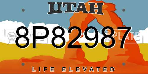 8P82987 Utah License Plate