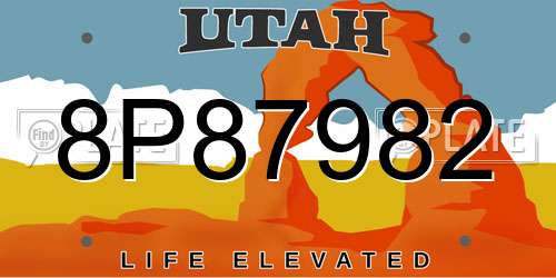 8P87982 Utah License Plate