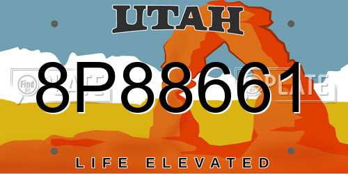 8P88661 Utah License Plate