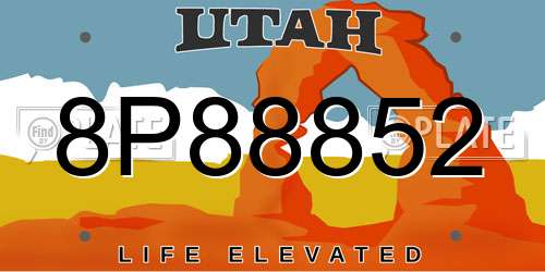 8P88852 Utah License Plate