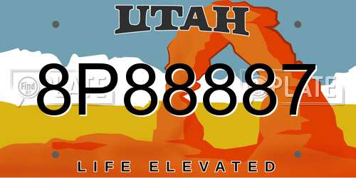 8P88887 Utah License Plate