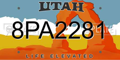 8PA2281 Utah License Plate
