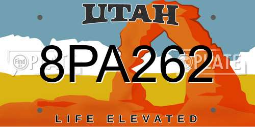 8PA262 Utah License Plate