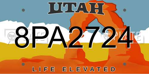 8PA2724 Utah License Plate