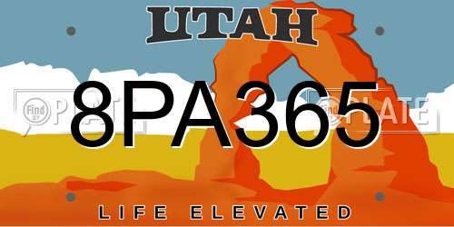 8PA365 Utah License Plate