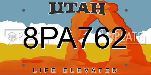 8PA762 Utah License Plate