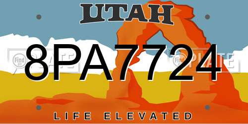 8PA7724 Utah License Plate