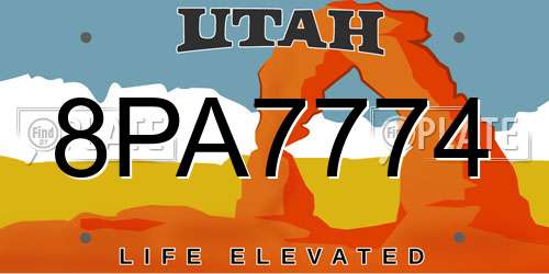 8PA7774 Utah License Plate