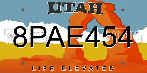 8PAE454 Utah License Plate