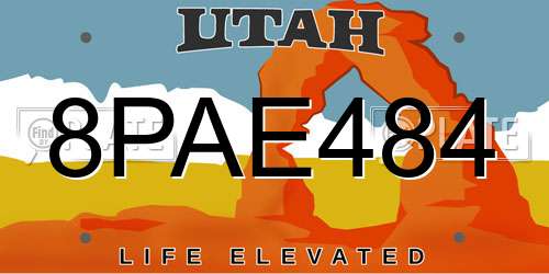 8PAE484 Utah License Plate