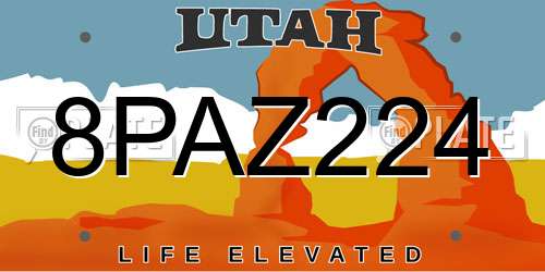8PAZ224 Utah License Plate
