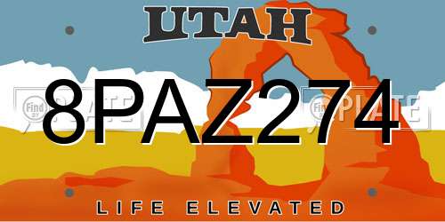 8PAZ274 Utah License Plate