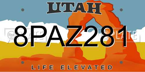 8PAZ281 Utah License Plate