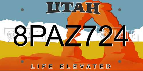 8PAZ724 Utah License Plate