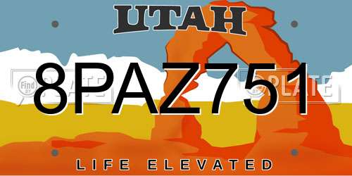 8PAZ751 Utah License Plate