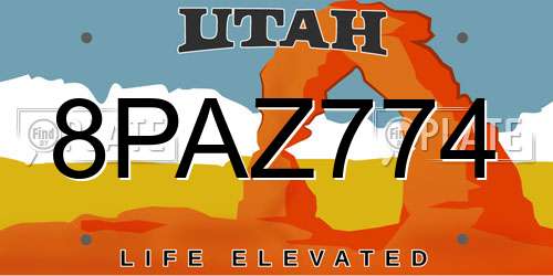 8PAZ774 Utah License Plate