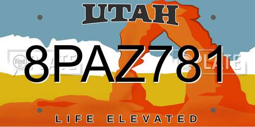 8PAZ781 Utah License Plate
