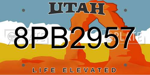 8PB2957 Utah License Plate