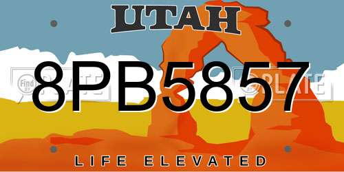 8PB5857 Utah License Plate