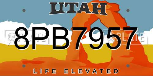 8PB7957 Utah License Plate
