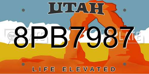 8PB7987 Utah License Plate