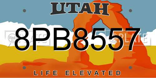 8PB8557 Utah License Plate