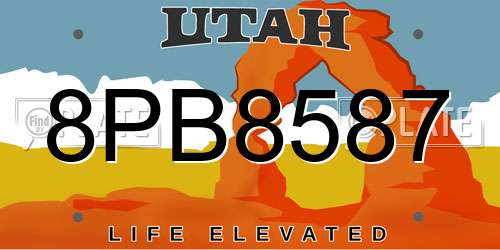 8PB8587 Utah License Plate