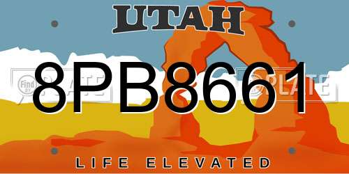 8PB8661 Utah License Plate