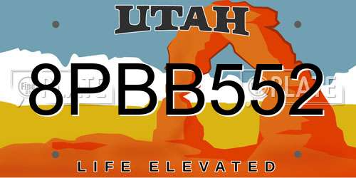 8PBB552 Utah License Plate