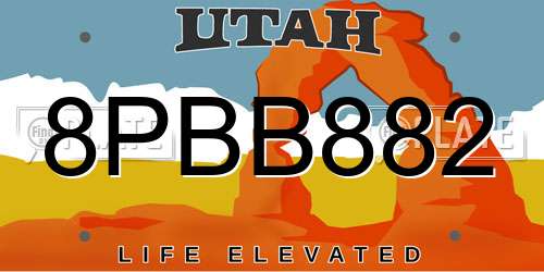 8PBB882 Utah License Plate