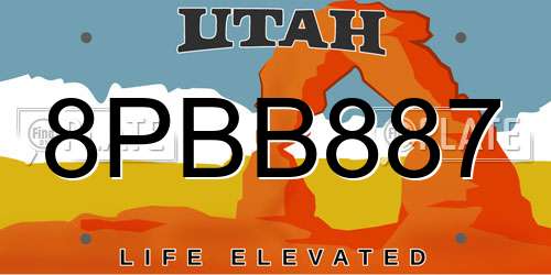 8PBB887 Utah License Plate