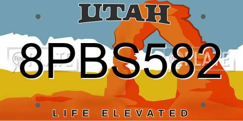 8PBS582 Utah License Plate