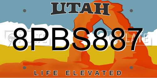 8PBS887 Utah License Plate