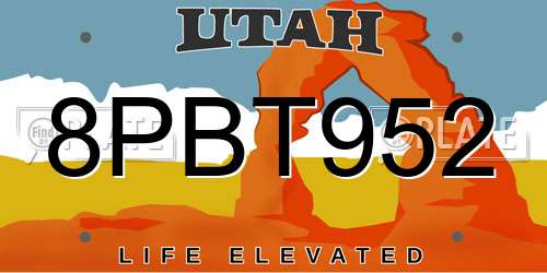8PBT952 Utah License Plate
