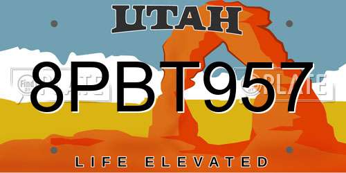 8PBT957 Utah License Plate