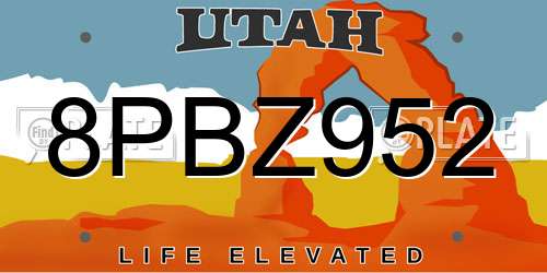 8PBZ952 Utah License Plate