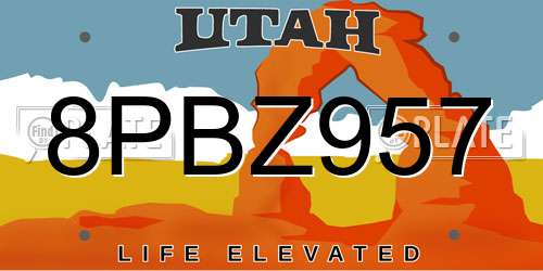 8PBZ957 Utah License Plate