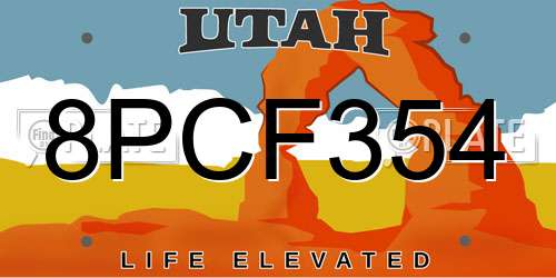 8PCF354 Utah License Plate