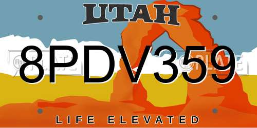 8PDV359 Utah License Plate