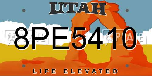 8PE5410 Utah License Plate