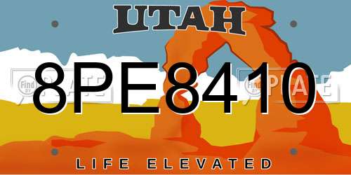 8PE8410 Utah License Plate