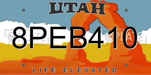 8PEB410 Utah License Plate
