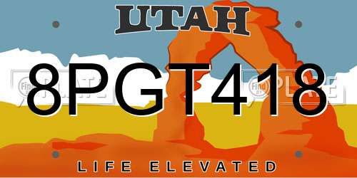 8PGT418 Utah License Plate