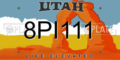 8PI111 Utah License Plate