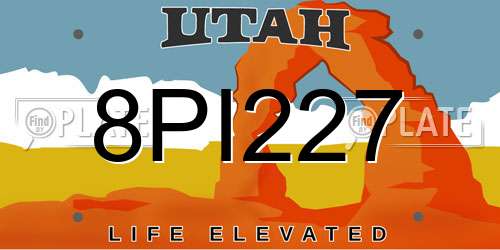 8PI227 Utah License Plate