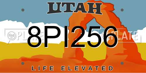 8PI256 Utah License Plate