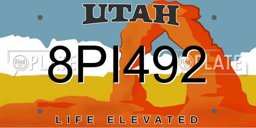 8PI492 Utah License Plate