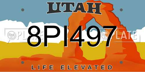 8PI497 Utah License Plate