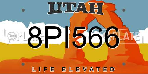 8PI566 Utah License Plate
