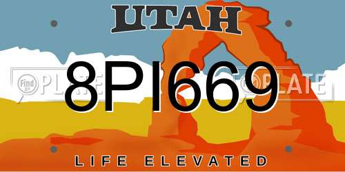 8PI669 Utah License Plate